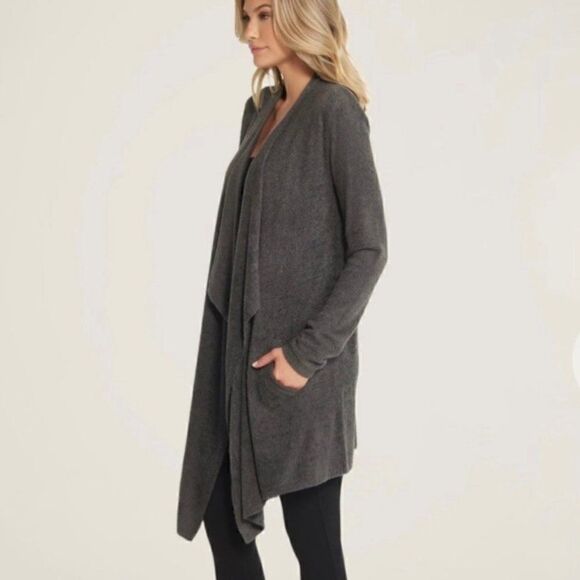 Barefoot Dreams Cozy Chic Lite Island Wrap Cardigan Sweater Carbon Gray S/M‎ - Picture 2 of 12